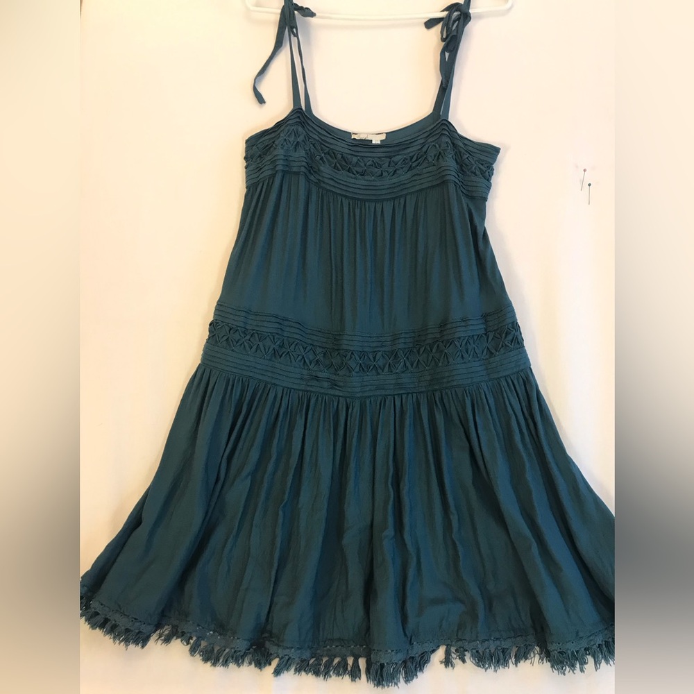 Floreat Teal Tie-Shoulder Mini Dress